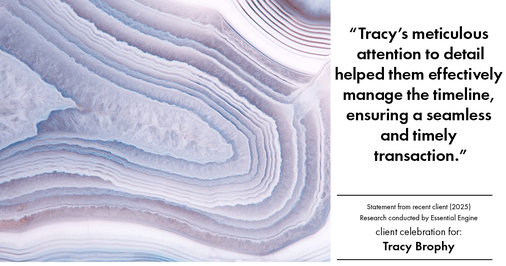 Testimonial for real estate agent Tracy Brophy with Keller Williams Portland Premiere Realty in Portland, OR: "Tracy's meticulous attention to detail helped them effectively manage the timeline, ensuring a seamless and timely transaction."
