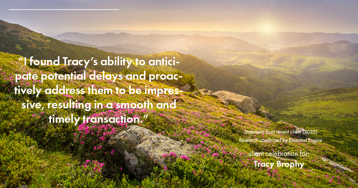 Testimonial for real estate agent Tracy Brophy with Keller Williams Portland Premiere Realty in Portland, OR: "I found Tracy's ability to anticipate potential delays and proactively address them to be impressive, resulting in a smooth and timely transaction."