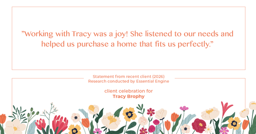 Testimonial for real estate agent Tracy Brophy with Keller Williams Portland Premiere Realty in Portland, OR: "Working with Tracy was a joy! She listened to our needs and helped us purchase a home that fits us perfectly."