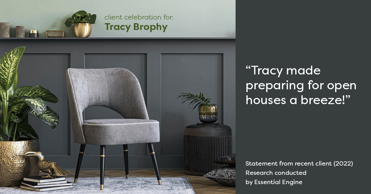 Testimonial for real estate agent Tracy Brophy with Keller Williams Portland Premiere Realty in Portland, OR: "Tracy made preparing for open houses a breeze!"