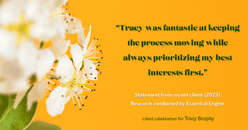 Testimonial for real estate agent Tracy Brophy with Keller Williams Portland Premiere Realty in Portland, OR: "Tracy was fantastic at keeping the process moving while always prioritizing my best interests first."