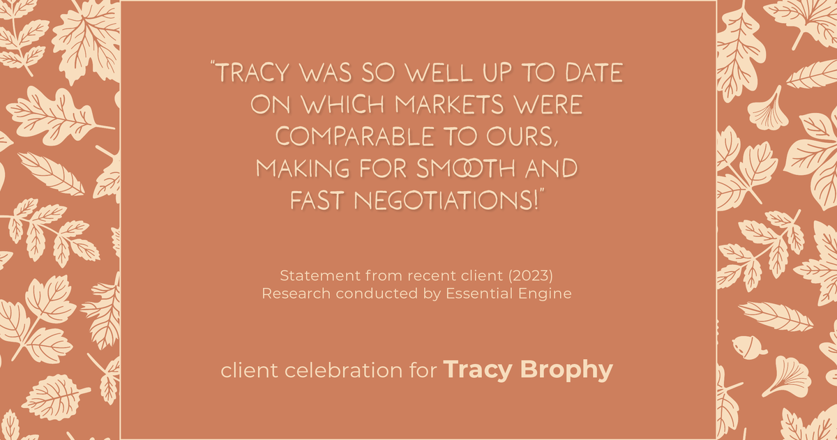 Testimonial for real estate agent Tracy Brophy with Keller Williams Portland Premiere Realty in Portland, OR: "Tracy was so well up to date on which markets were comparable to ours, making for smooth and fast negotiations!"