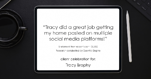 Testimonial for real estate agent Tracy Brophy with REMAX Equity Group in Portland, OR: "Tracy did a great job getting my home posted on multiple social media platforms!"