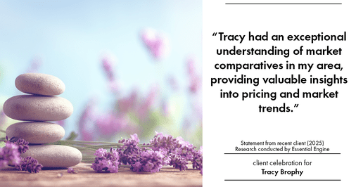 Testimonial for real estate agent Tracy Brophy with Keller Williams Portland Premiere Realty in Portland, OR: "Tracy had an exceptional understanding of market comparatives in my area, providing valuable insights into pricing and market trends."