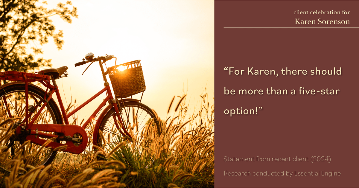 Testimonial for real estate agent Karen Sorenson in Racine, WI: "For Karen, there should be more than a five-star option!"