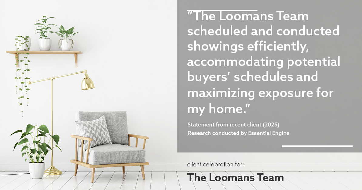 Testimonial for real estate agent The Loomans Team with Keller Williams Prestige in Germantown, WI: "The Loomans Team scheduled and conducted showings efficiently, accommodating potential buyers' schedules and maximizing exposure for my home."