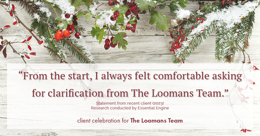 Testimonial for real estate agent The Loomans Team with Keller Williams Prestige in Germantown, WI: "From the start, I always felt comfortable asking for clarification from The Loomans Team."