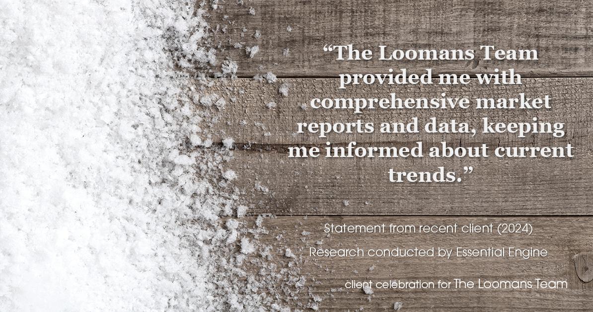 Testimonial for real estate agent The Loomans Team with Keller Williams Prestige in Germantown, WI: "The Loomans Team provided me with comprehensive market reports and data, keeping me informed about current trends."