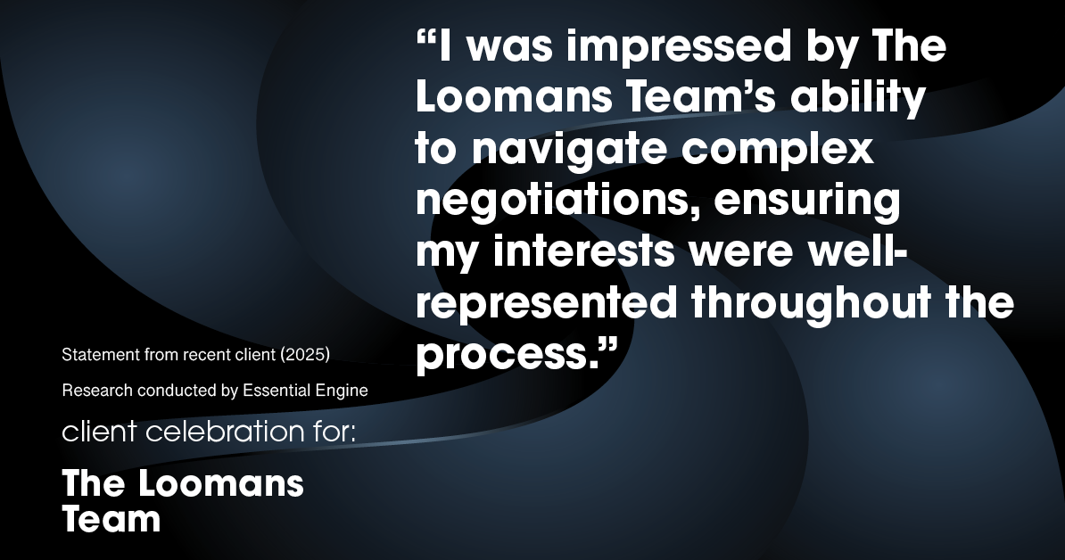 Testimonial for real estate agent The Loomans Team with Keller Williams Prestige in Germantown, WI: "I was impressed by The Loomans Team's ability to navigate complex negotiations, ensuring my interests were well- represented throughout the process."