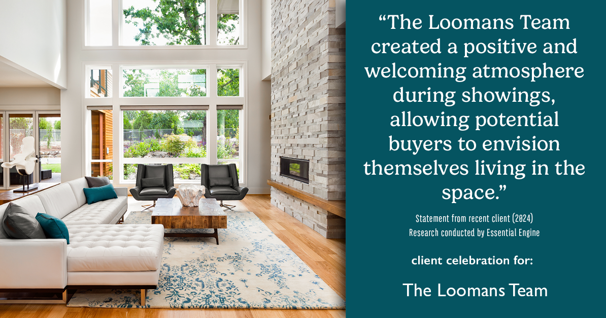 Testimonial for real estate agent The Loomans Team with Keller Williams Prestige in Germantown, WI: "The Loomans Team created a positive and welcoming atmosphere during showings, allowing potential buyers to envision themselves living in the space."