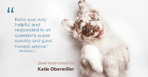 Testimonial for mortgage professional Katie Obermiller with Academy Mortgage in Portland, OR: "Katie was very helpful and responded to all questions super quickly and gave honest advice." - Andrea L.