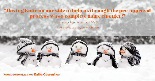 Testimonial for mortgage professional Katie Obermiller with Academy Mortgage in Portland, OR: "Having Katie on our side to help us through the pre-approval process was a complete game changer!"