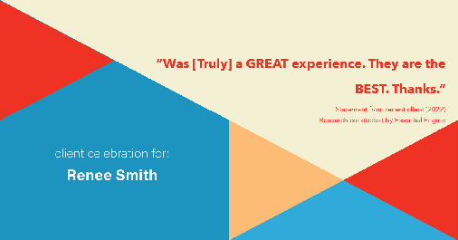 Testimonial for real estate agent Renee Smith with ReeceNichols Smith Realty in Harrisonville, MO: "Was [Truly] a GREAT experience. They are the BEST. Thanks."