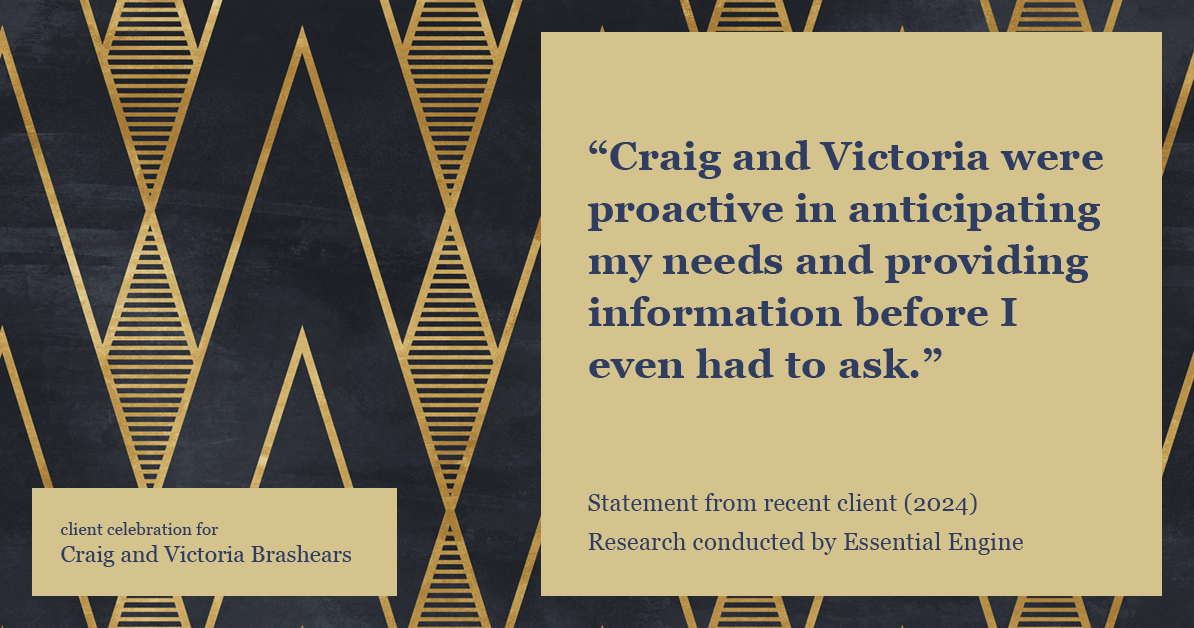 Testimonial for real estate agent Craig and Victoria Brashears with Keller Williams Platinum Partners in Lee's Summit, MO: "Craig and Victoria were proactive in anticipating my needs and providing information before I even had to ask."