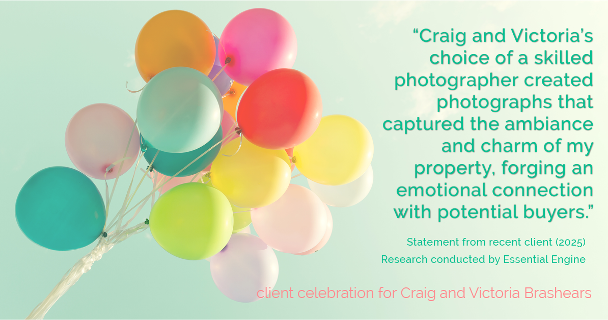 Testimonial for real estate agent Craig and Victoria Brashears with KW Kansas City Metro in Prairie Village, KS: "Craig and Victoria's choice of a skilled photographer created photographs that captured the ambiance and charm of my property, forging an emotional connection with potential buyers."