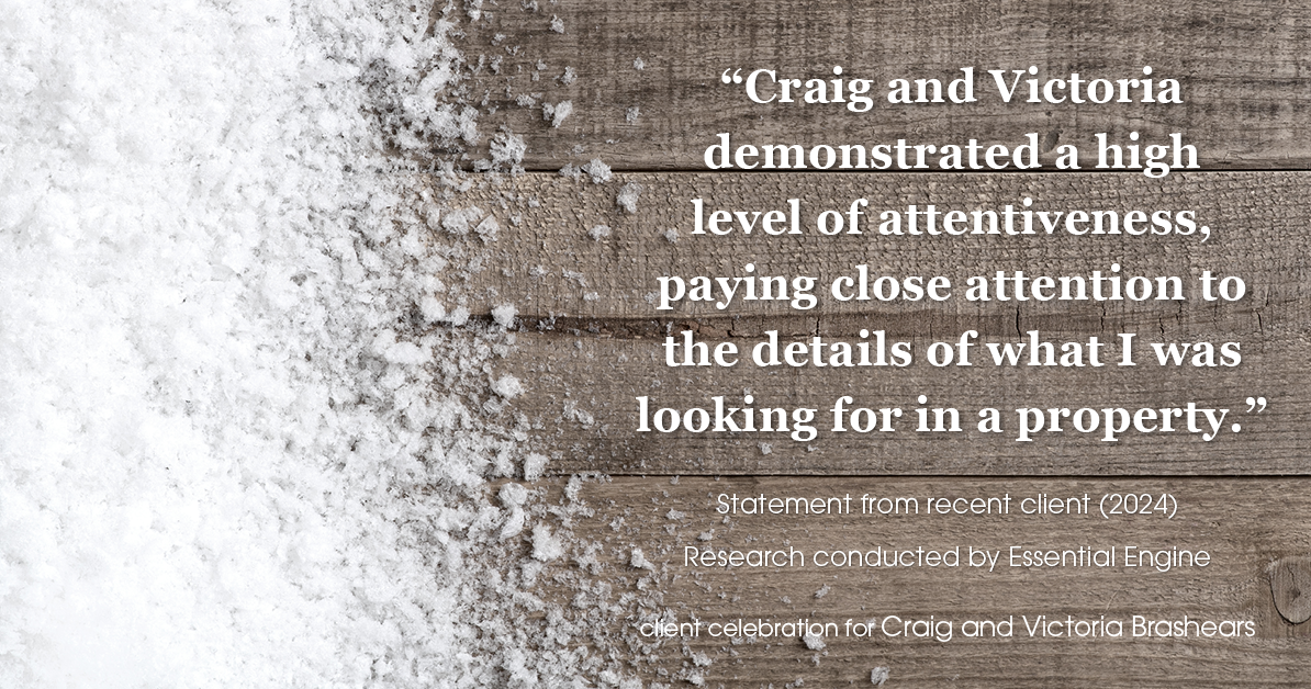 Testimonial for real estate agent Craig and Victoria Brashears with Keller Williams Platinum Partners in Lee's Summit, MO: "Craig and Victoria demonstrated a high level of attentiveness, paying close attention to the details of what I was looking for in a property."