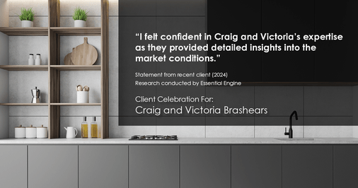 Testimonial for real estate agent Craig and Victoria Brashears with Keller Williams Platinum Partners in Lee's Summit, MO: "I felt confident in Craig and Victoria's expertise as they provided detailed insights into the market conditions."
