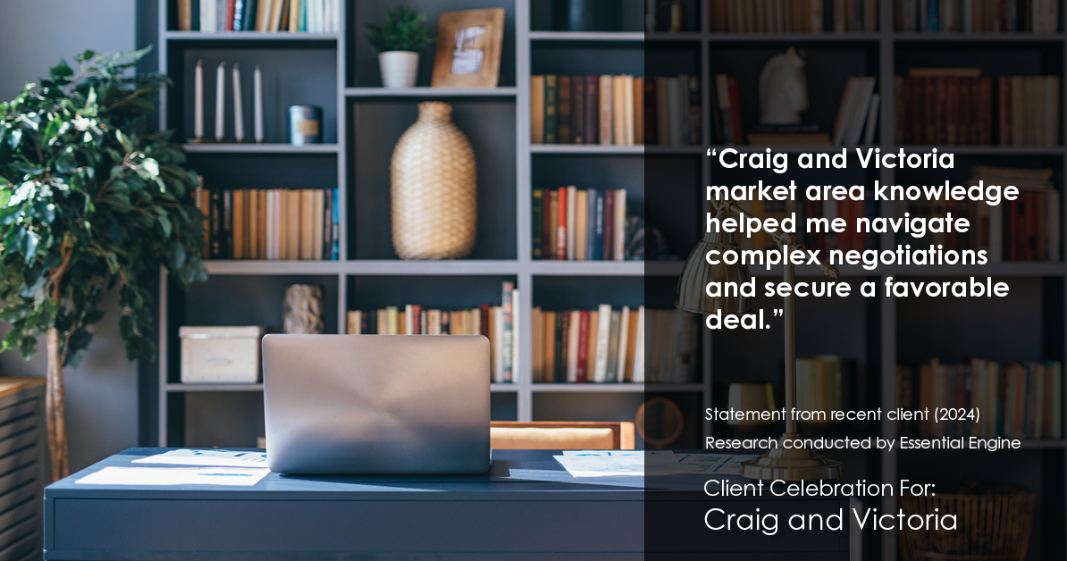 Testimonial for real estate agent Craig and Victoria Brashears with Keller Williams Platinum Partners in Lee's Summit, MO: "Craig and Victoria market area knowledge helped me navigate complex negotiations and secure a favorable deal."