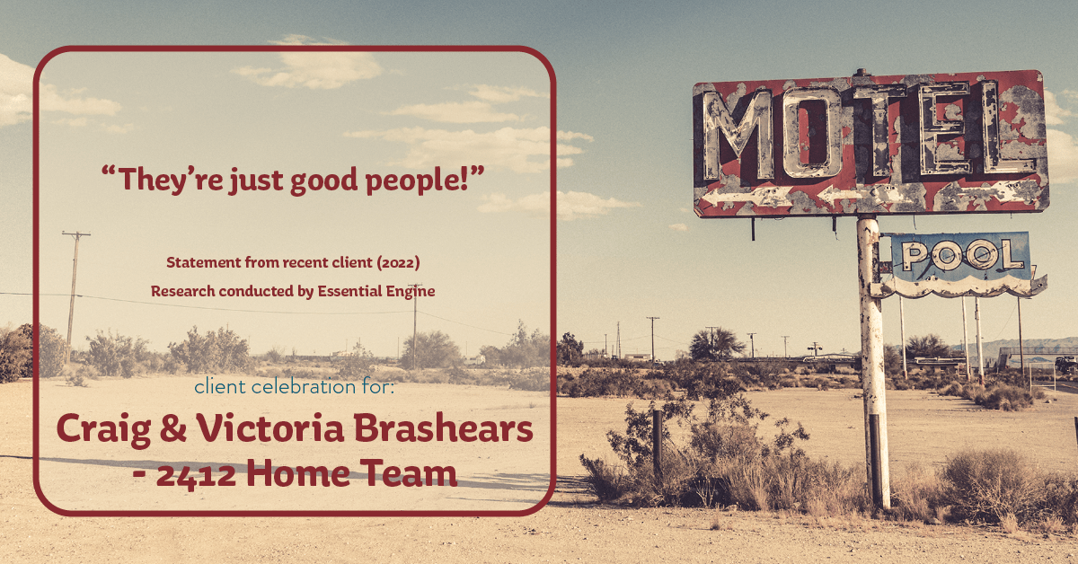 Testimonial for real estate agent Craig and Victoria Brashears with Keller Williams Platinum Partners in Lee's Summit, MO: "They're just good people!"