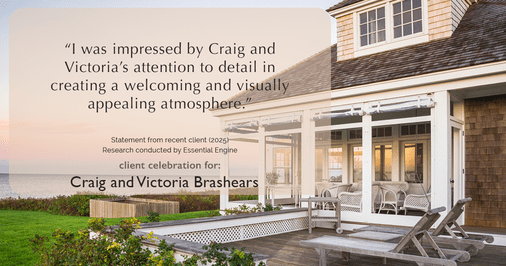 Testimonial for real estate agent Craig and Victoria Brashears with KW Kansas City Metro in Prairie Village, KS: "I was impressed by Craig and Victoria's attention to detail in creating a welcoming and visually appealing atmosphere."