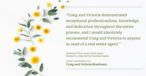 Testimonial for real estate agent Craig and Victoria Brashears with Keller Williams Platinum Partners in Lee's Summit, MO: "Craig and Victoria demonstrated exceptional professionalism, knowledge, and dedication throughout the entire process, and I would absolutely recommend Craig and Victoria to anyone in need of a real estate agent."
