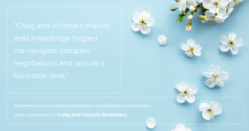 Testimonial for real estate agent Craig and Victoria Brashears with Keller Williams Platinum Partners in Lee's Summit, MO: "Craig and Victoria's market area knowledge helped me navigate complex negotiations and secure a favorable deal."