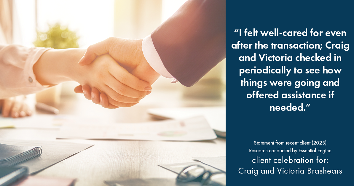 Testimonial for real estate agent Craig and Victoria Brashears with KW Kansas City Metro in Prairie Village, KS: "I felt well-cared for even after the transaction; Craig and Victoria checked in periodically to see how things were going and offered assistance if needed."