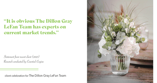 Testimonial for real estate agent Dillon Gray LeFan with Compass Realty Group in Saint Louis, MO: "It is obvious The Dillon Gray LeFan Team has experts on current market trends."