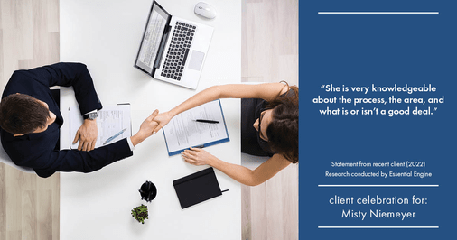 Testimonial for real estate agent Misty Niemeyer with Niemeyer & Associates REALTORS® in Boerne, TX: "She is very knowledgeable about the process, the area, and what is or isn't a good deal.”