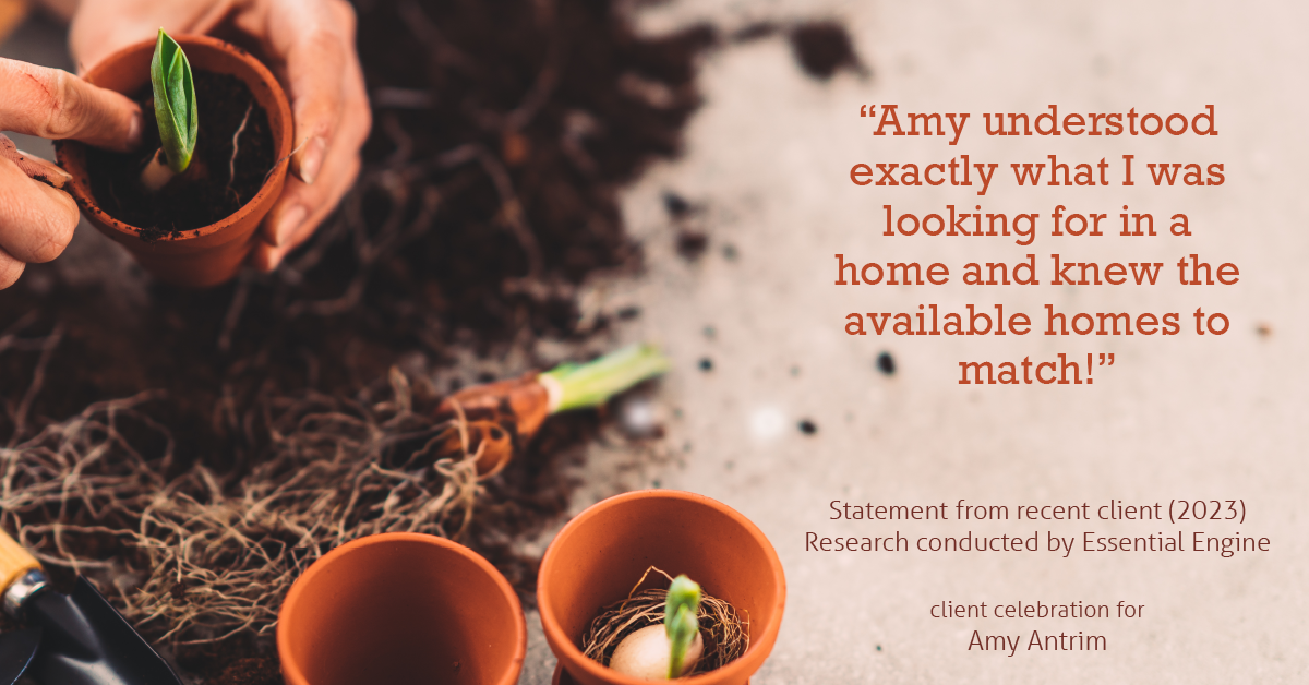 Testimonial for real estate agent Amy Antrim with Keller Williams Realty Partners in Overland Park, KS: "Amy understood exactly what I was looking for in a home and knew the available homes to match!"