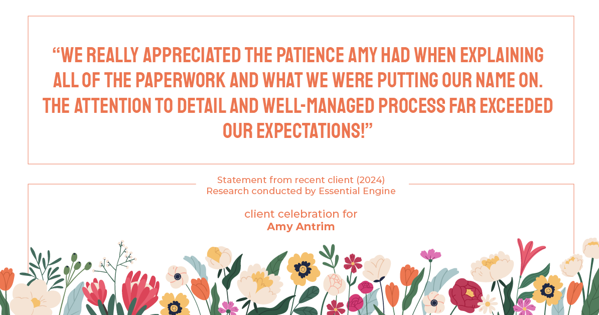 Testimonial for real estate agent Amy Antrim with Keller Williams Realty Partners in Overland Park, KS: "We really appreciated the patience Amy had when explaining all of the paperwork and what we were putting our name on. The attention to detail and well-managed process far exceeded our expectations!"