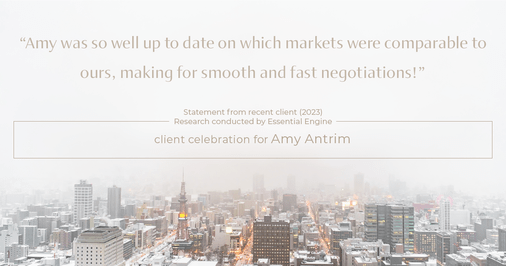 Testimonial for real estate agent Amy Antrim with Keller Williams Realty Partners in Overland Park, KS: "Amy was so well up to date on which markets were comparable to ours, making for smooth and fast negotiations!"