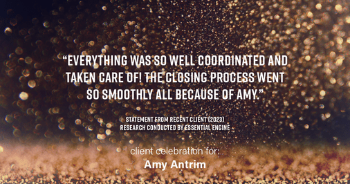Testimonial for real estate agent Amy Antrim with Keller Williams Realty Partners in Overland Park, KS: "Everything was so well coordinated and taken care of! The closing process went so smoothly all because of Amy."