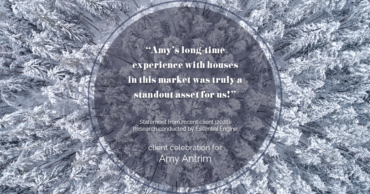 Testimonial for real estate agent Amy Antrim with Keller Williams Realty Partners in Overland Park, KS: "Amy's long-time experience with houses in this market was truly a standout asset for us!"