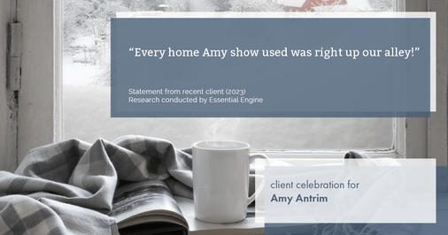 Testimonial for real estate agent Amy Antrim with Keller Williams Realty Partners in Overland Park, KS: "Every home Amy show used was right up our alley!"