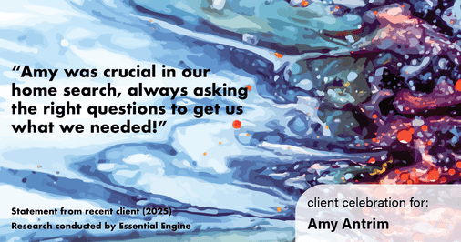 Testimonial for real estate agent Amy Antrim with Keller Williams Realty Partners in Overland Park, KS: "Amy was crucial in our home search, always asking the right questions to get us what we needed!"