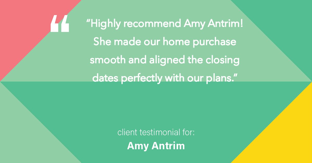 Testimonial for real estate agent Amy Antrim with Keller Williams Realty Partners in Overland Park, KS: "Highly recommend Amy Antrim! She made our home purchase smooth and aligned the closing dates perfectly with our plans."