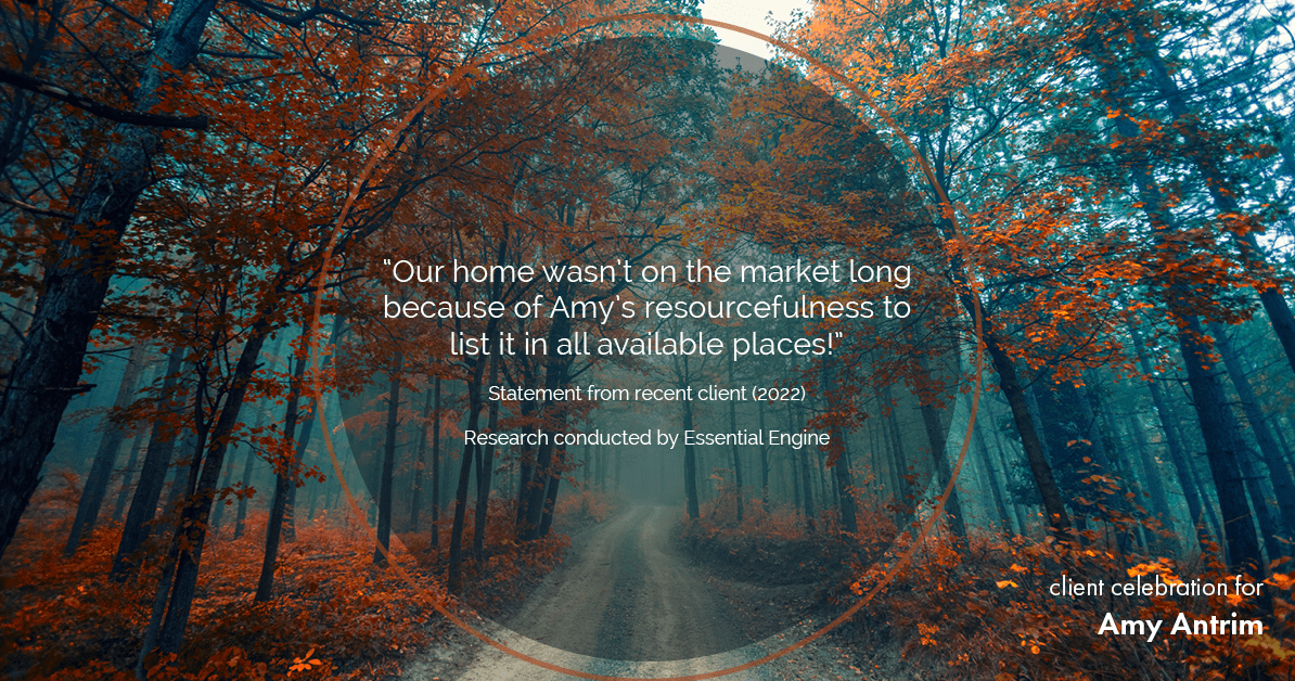 Testimonial for real estate agent Amy Antrim with Keller Williams Realty Partners in Overland Park, KS: "Our home wasn't on the market long because of Amy's resourcefulness to list it in all available places!"