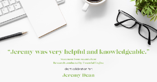 Testimonial for professional Jeremy Dean with Legacy Mutual Mortgage in San Antonio, TX: "Jeremy was very helpful and knowledgeable."