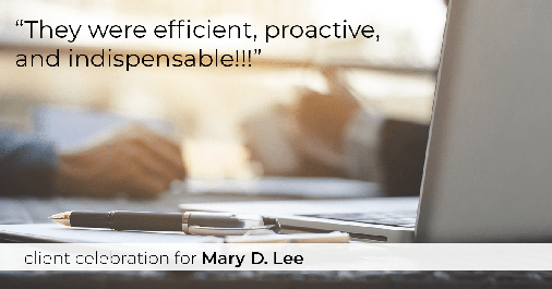 Testimonial for mortgage professional Mary Lee with Cornerstone Home Lending, Inc. in Houston, TX: "They were efficient, proactive and indispensable!!!"