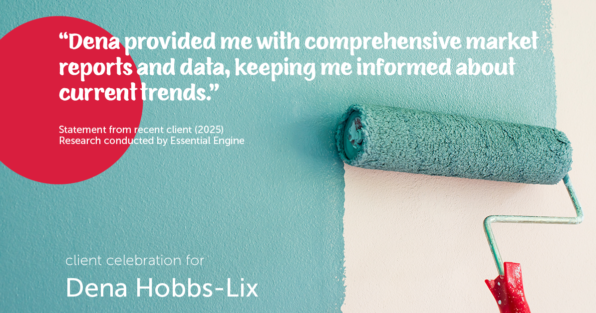 Testimonial for real estate agent Dena Hobbs-Lix with JLA Realty in Humble, TX: "Dena provided me with comprehensive market reports and data, keeping me informed about current trends."