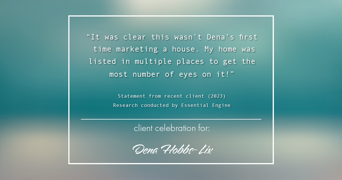 Testimonial for real estate agent Dena Hobbs-Lix with JLA Realty in Humble, TX: "It was clear this wasn't Dena's first time marketing a house. My home was listed in multiple places to get the most number of eyes on it!"