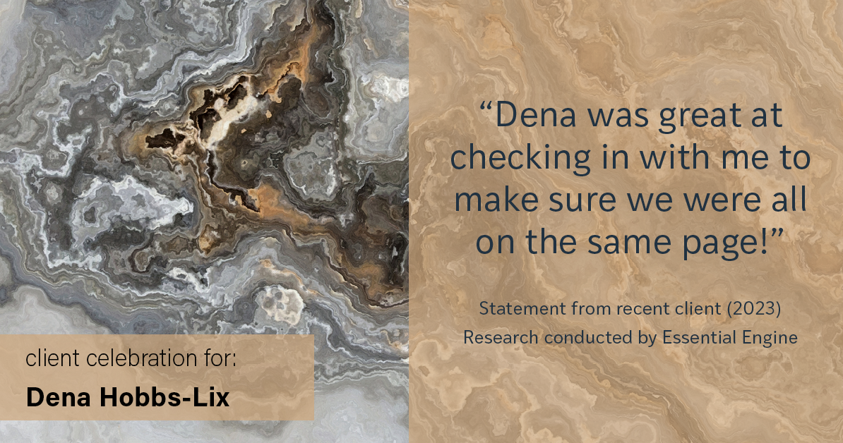 Testimonial for real estate agent Dena Hobbs-Lix with JLA Realty in Humble, TX: "Dena was great at checking in with me to make sure we were all on the same page!"