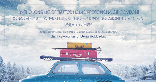 Testimonial for real estate agent Dena Hobbs-Lix with JLA Realty in Humble, TX: "By the long list of trusted home professionals, it is evident Dena cares just as much about professional relationships as client relationships."