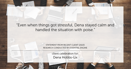 Testimonial for real estate agent Dena Hobbs-Lix with JLA Realty in Humble, TX: "Even when things got stressful, Dena stayed calm and handled the situation with poise."