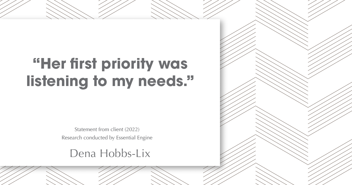 Testimonial for real estate agent Dena Hobbs-Lix with JLA Realty in Humble, TX: “Her first priority was listening to my needs.”