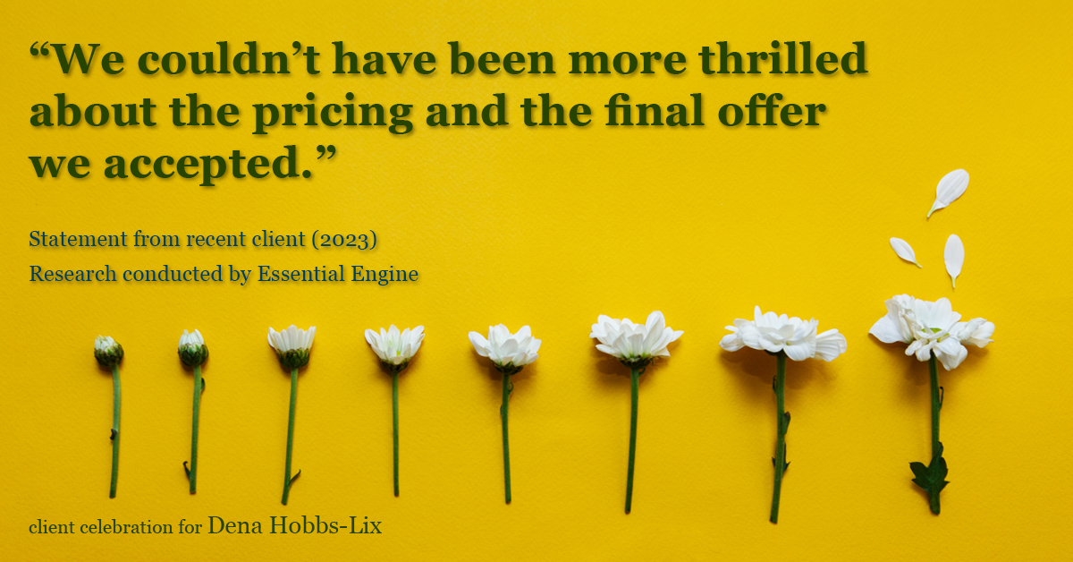 Testimonial for real estate agent Dena Hobbs-Lix with JLA Realty in Humble, TX: "We couldn't have been more thrilled about the pricing and the final offer we accepted."