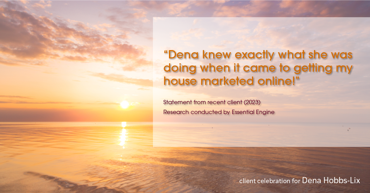 Testimonial for real estate agent Dena Hobbs-Lix with JLA Realty in Humble, TX: "Dena knew exactly what she was doing when it came to getting my house marketed online!"