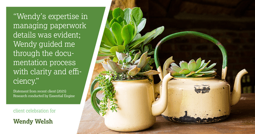 Testimonial for real estate agent Wendy Welsh with Coldwell Banker Realty in Willis, TX: "Wendy's expertise in managing paperwork details was evident; Wendy guided me through the documentation process with clarity and efficiency."