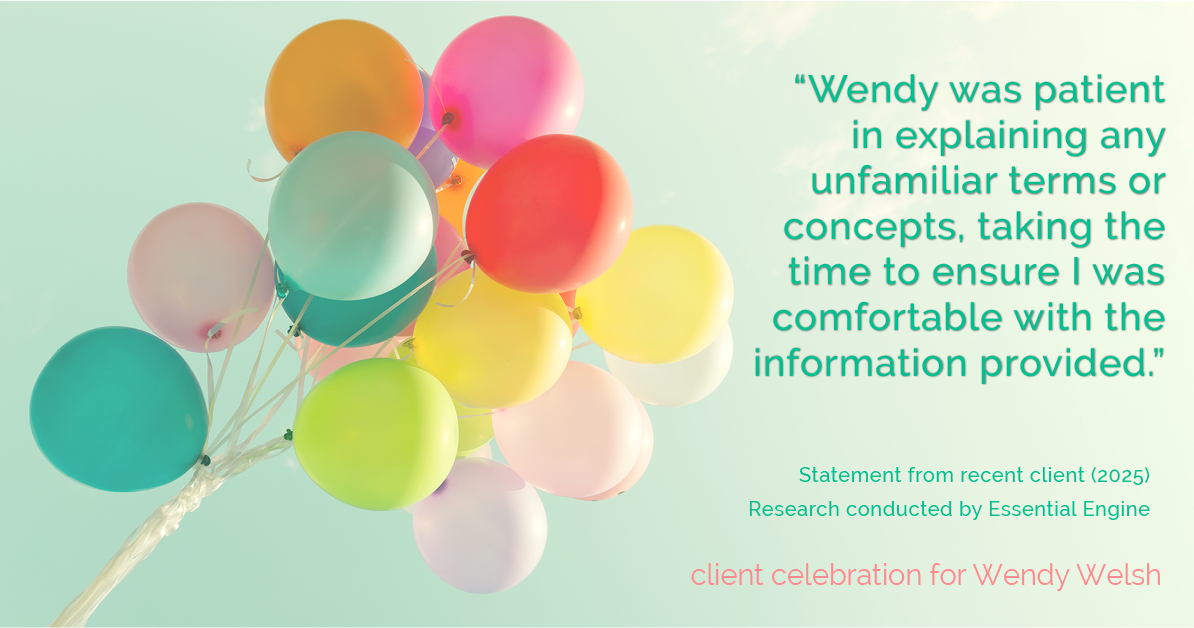 Testimonial for real estate agent Wendy Welsh with Coldwell Banker Realty in Willis, TX: "Wendy was patient in explaining any unfamiliar terms or concepts, taking the time to ensure I was comfortable with the information provided."